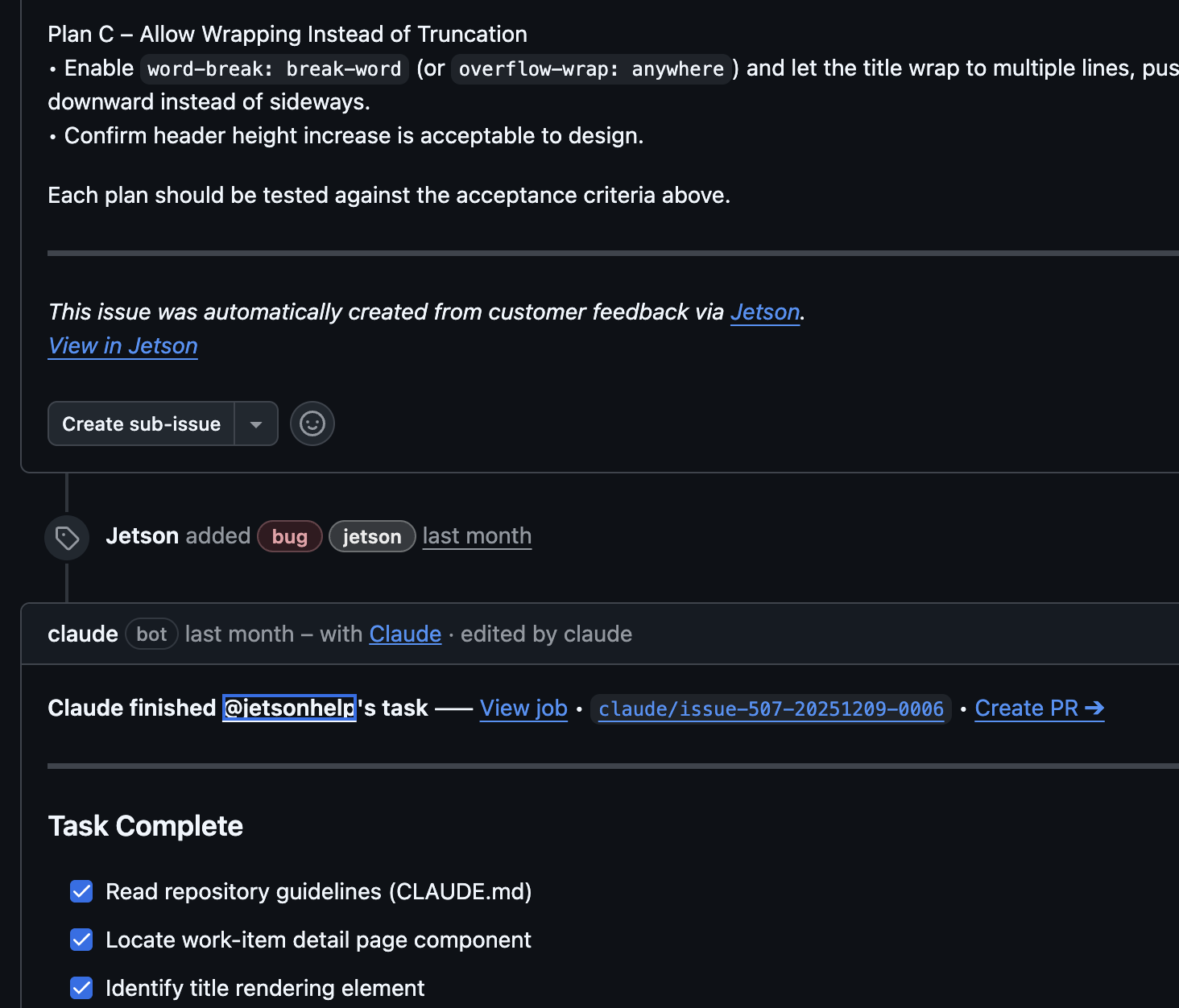 Claude Code picking up a GitHub issue tagged for automated fixing